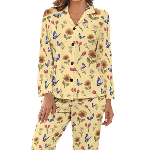 Summer-Garden-Womens-Pajama-Light-Yellow-Front-View