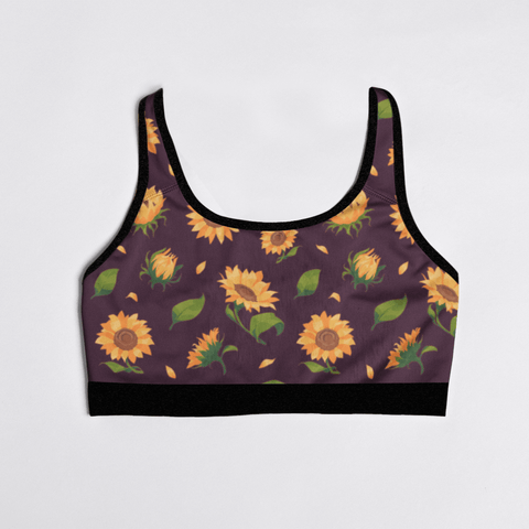 Sunflower-Womens-Bralette-Dark-Purple-Product-Front-View