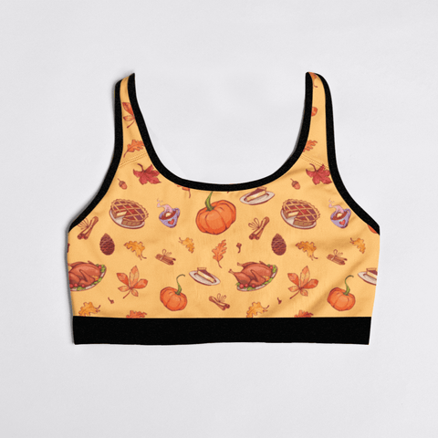 Thanks-Giving-Womens-Bralette-Yellow-Product-Front-View