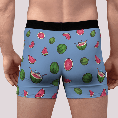 Watermelon-Mens-Boxer-Briefs-Cornflower-Blue-Back-View