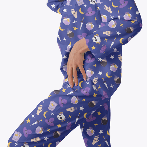 Witch-Core-Womens-Pajama-Blue-Semi-Side-View