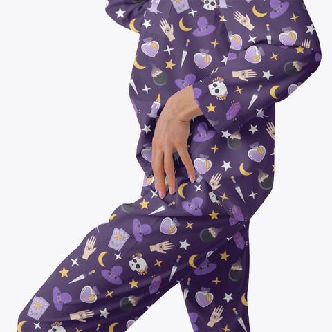 Witch-Core-Womens-Pajama-Dark-Purple-Semi-Side-View