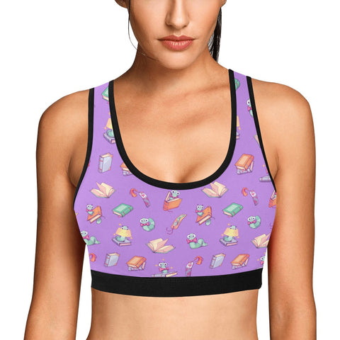 Book-Worm-Womens-Bralette-Purple-Model-Front-View
