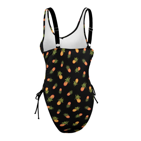 Pineapple-Women's-One-Piece-Swimsuit-Black-Product-Side-View