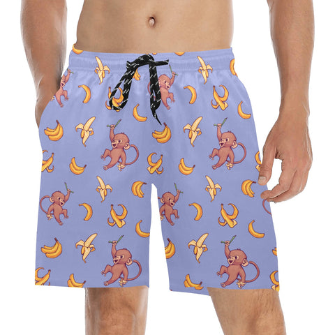 Baby-Monkey-Mens-Swim-Trunks-Cornflower-Blue-Model-Front-View