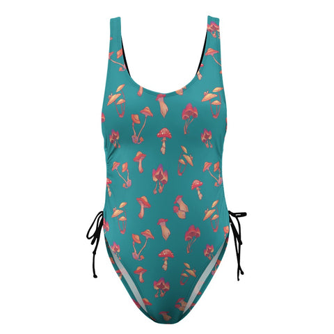 Mushroom-Womens-One-Piece-Swimsuit-Teal-Product-Front-View