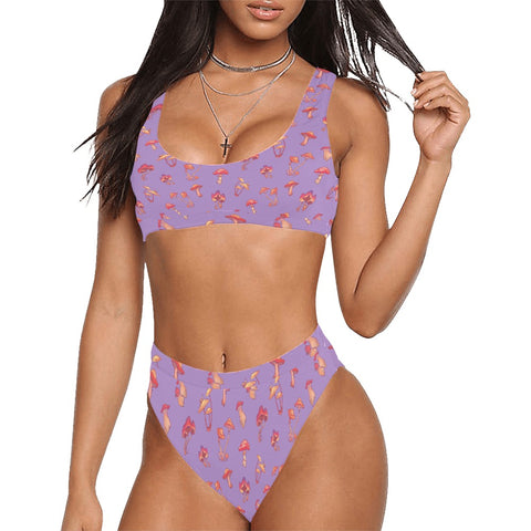 Mushroom-Womens-Bikini-Set-Light-Purple-Model-Front-View