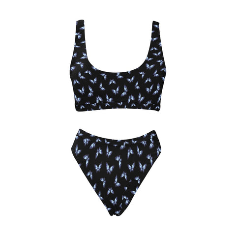 Butterfly-Women's-Two-Piece-Bikini-Black-Front-View