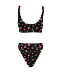 Strawberry-Womens-Bikini-Set-Black-Back-View