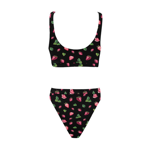 Strawberry-Womens-Bikini-Set-Black-Back-View