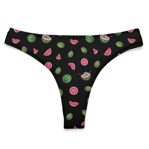 Watermelon-Womens-Thong-Black-Product-Front-View