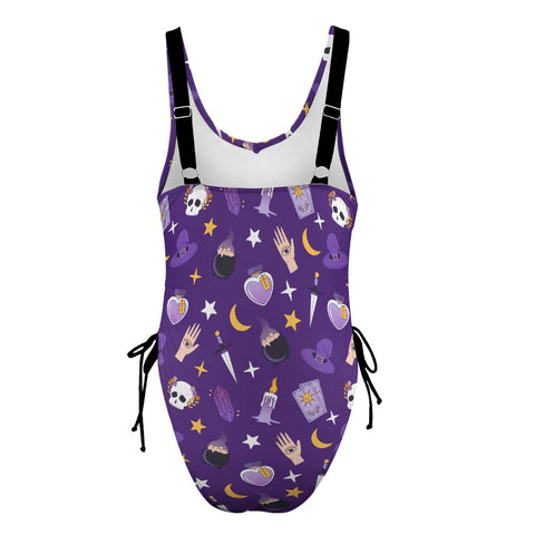 Witch-Core-Women's-One-Piece-Swimsuit-Purple-Product-Back-View