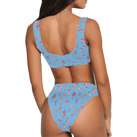 Mushroom-Womens-Bikini-Set-Sky-Blue-Model-Back-View