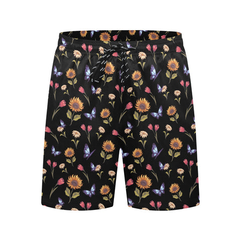 Summer-Garden-Mens-Swim-Trunks-Black-Front-View