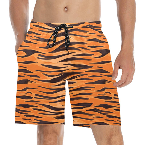 Animal-Print-Mens-Swim-Trunks-Tiger-Model-Front-View