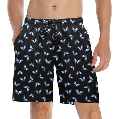 Butterfly-Men's-Swim-Trunks-Black-Model-Front-View