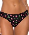 Strawberry-Women's-Thong-Black-Model-Front-View