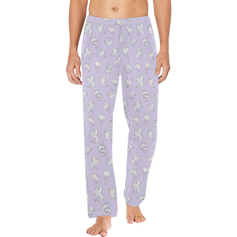 Retro-Ghost-Mens-Pajama-Lavender-Model-Front-View