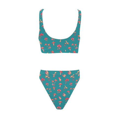 Mushroom-Womens-Bikini-Set-Teal-Back-View