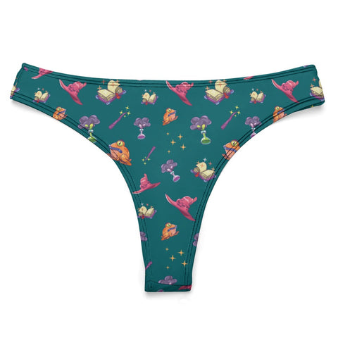 Spells-and-Potions-Women's-Thong-Teal-Product-Front-View