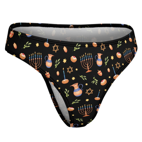 Hanukkah-Women's-Thong-Black-Product-Side-View