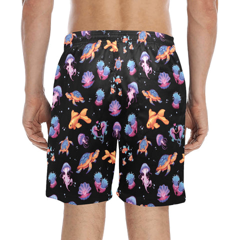 Sea-Life-Mens-Swim-Trunks-Black-Model-Back-View