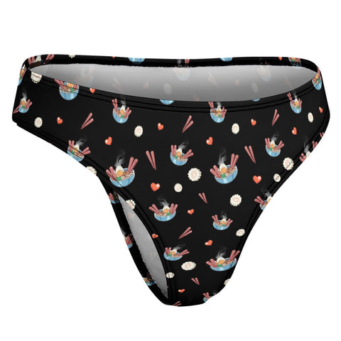 Ramen-Bowl-Women's-Thong-Black-Product-Side-View