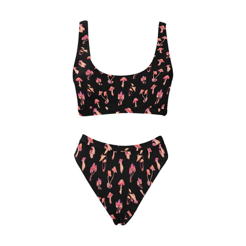 Mushroom-Womens-Bikini-Set-Black-Front-View