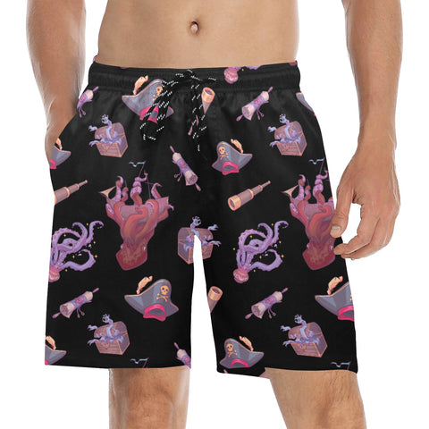 Shiver-Me-Timbers-Men's-Swim-Trunks-Black-Model-Front-View