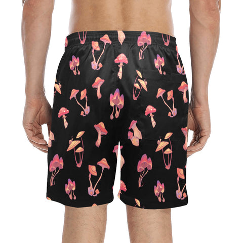 Mushroom-Mens-Swim-Trunks-Black-Model-Back-View