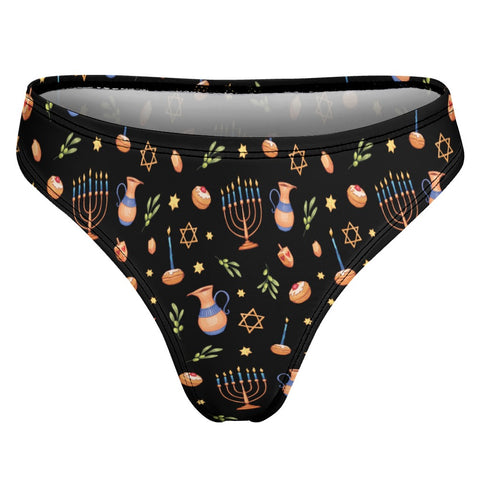 Hanukkah-Women's-Thong-Black-Product-Back-View