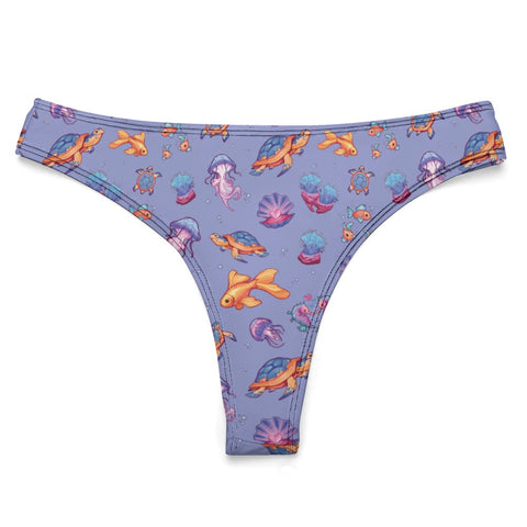 Sea-Life-Womens-Thong-Lavender-Model-Front-View