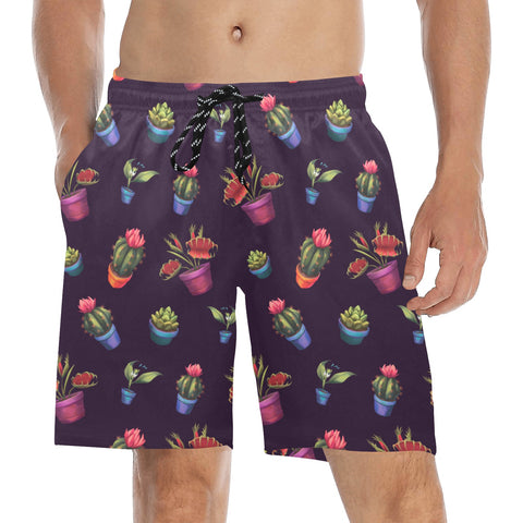 House-Plant-Mens-Swim-Trunks-Dark-Purple-Model-Front-View