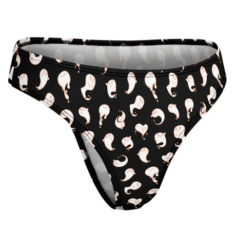 Retro-Ghost-Womens-Thong-Black-Product-Side-View