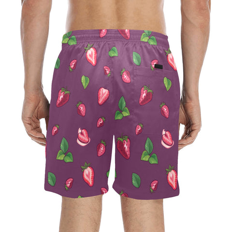 Strawberry-Mens-Swim-Trunks-Plum-Model-Back-View