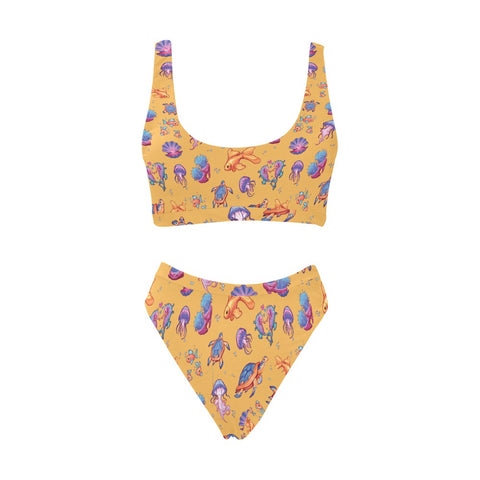 Sea-Life-Womens-Bikini-Set-Gold-Front-View