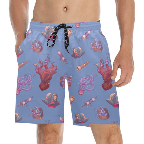 Shiver-Me-Timbers-Men's-Swim-Trunks-Cornflower-Blue-Model-Front-View