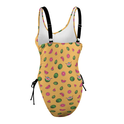Watermelon-Womens-One-Piece-Swimsuit-Gold-Product-Side-View
