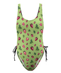Strawberry-Womens-One-Piece-Swimsuit-Lime-Green-Product-Front-View
