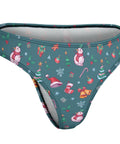 Christmas-Women's-Thong-Teal-Product-Side-View
