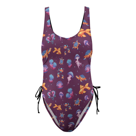 Sea-Life-Womens-One-Piece-Swimsuit-Plum-Product-Front-View