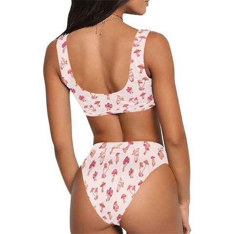 Mushroom-Womens-Bikini-Set-Baby-Pink-Model-Back-View