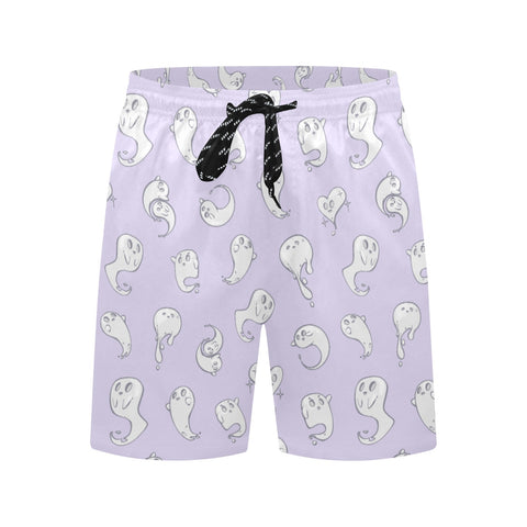 Retro-Ghost-Mens-Swim-Trunks-Lavender-Front-View