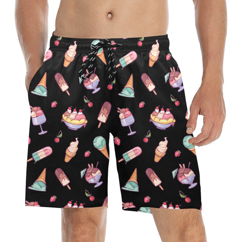 Banana-Split-Men's-Swim-Trunks-Black-Model-Front-View