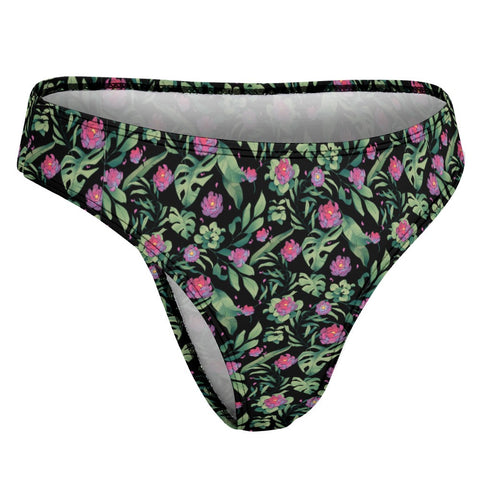 Jungle-Flower-Womens-Thong-Black-Pink-Product-Side-View