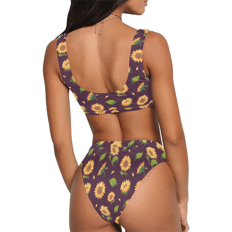Sunflower-Womens-Bikini-Set-Dark-Purple-Model-Back-View