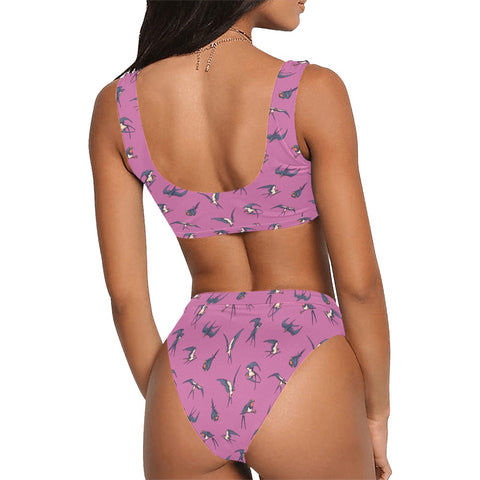 Sparrow-Womens-Bikini-Set-Pink-Model-Back-View
