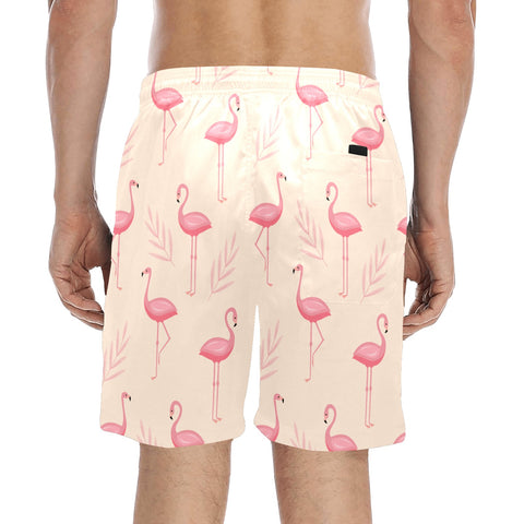 Flamingo-Men's-Swim-Trunks-AntiqueWhite-Model-Back-View