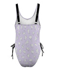 Retro-Ghost-Women's-One-Piece-Swimsuit-Lavender-Product-Back-View