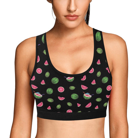 Watermelon-Womens-Bralette-Black-Model-Front-View